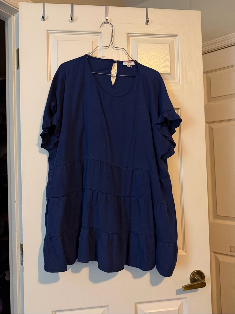 ANDREE BY UNIT Navy Blue Ruffle Sleeve Tiered Tunic